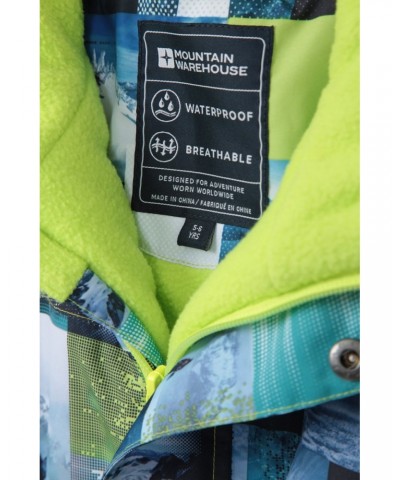 Cloud Printed Kids Waterproof All in One Snowsuit Lime $24.00 Jackets