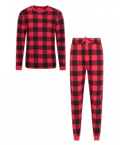 Mens Printed Pajama Set Red $17.99 Loungewear