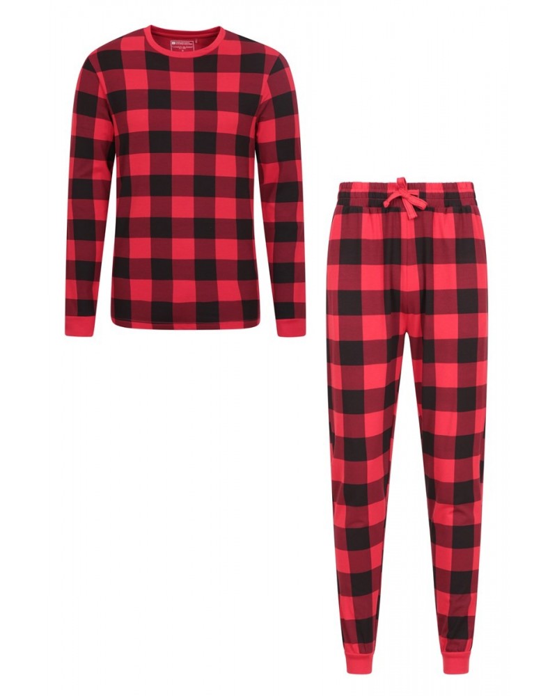 Mens Printed Pajama Set Red $17.99 Loungewear