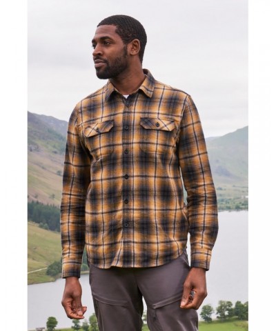 Trace Mens Flannel Long Sleeve Shirt Yellow $15.18 Tops