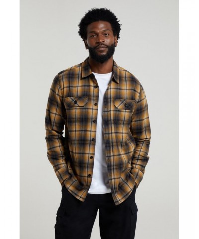 Trace Mens Flannel Long Sleeve Shirt Yellow $15.18 Tops