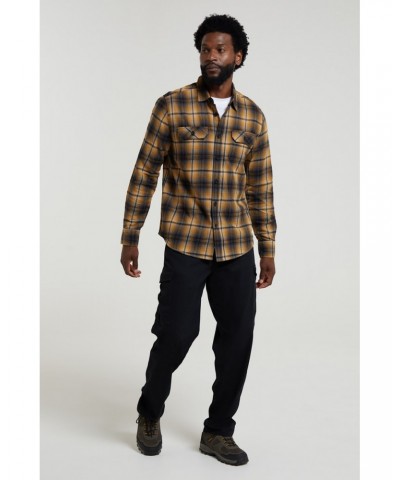 Trace Mens Flannel Long Sleeve Shirt Yellow $15.18 Tops