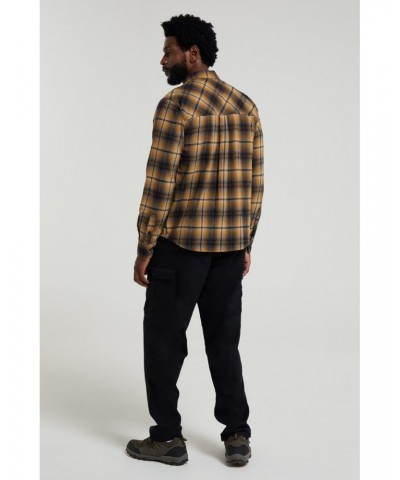 Trace Mens Flannel Long Sleeve Shirt Yellow $15.18 Tops