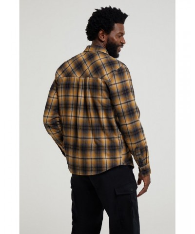 Trace Mens Flannel Long Sleeve Shirt Yellow $15.18 Tops