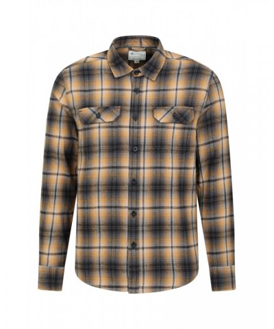 Trace Mens Flannel Long Sleeve Shirt Yellow $15.18 Tops