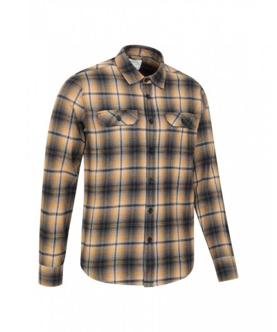 Trace Mens Flannel Long Sleeve Shirt Yellow $15.18 Tops