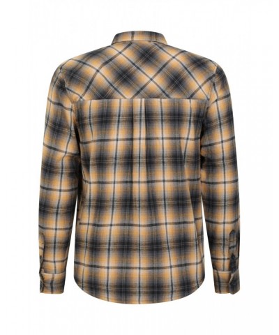 Trace Mens Flannel Long Sleeve Shirt Yellow $15.18 Tops