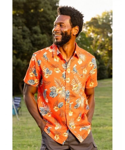 Hawaiian Short Sleeve Mens Shirt Bright Orange $18.47 Tops