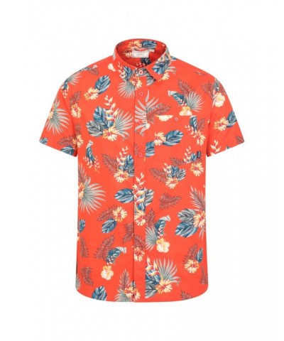 Hawaiian Short Sleeve Mens Shirt Bright Orange $18.47 Tops