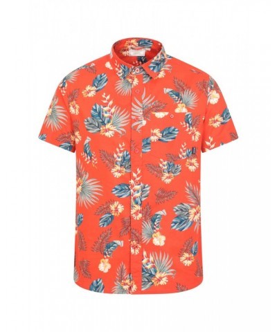 Hawaiian Short Sleeve Mens Shirt Bright Orange $18.47 Tops