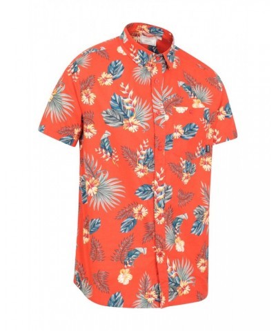 Hawaiian Short Sleeve Mens Shirt Bright Orange $18.47 Tops