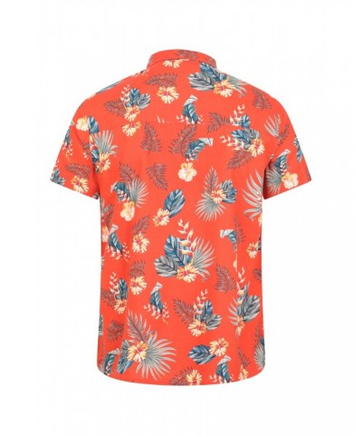 Hawaiian Short Sleeve Mens Shirt Bright Orange $18.47 Tops