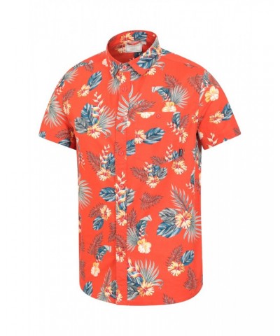 Hawaiian Short Sleeve Mens Shirt Bright Orange $18.47 Tops