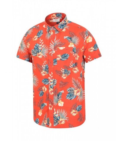 Hawaiian Short Sleeve Mens Shirt Bright Orange $18.47 Tops