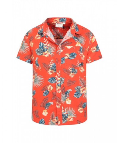 Hawaiian Short Sleeve Mens Shirt Bright Orange $18.47 Tops