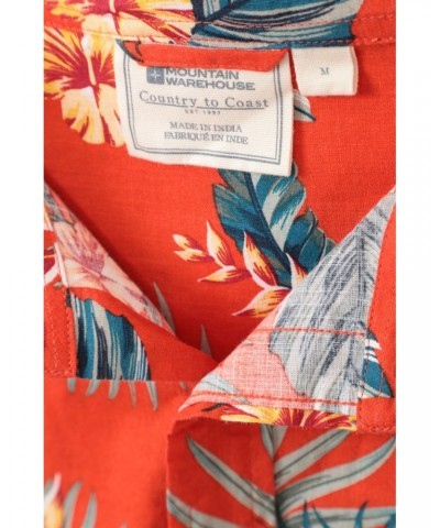 Hawaiian Short Sleeve Mens Shirt Bright Orange $18.47 Tops