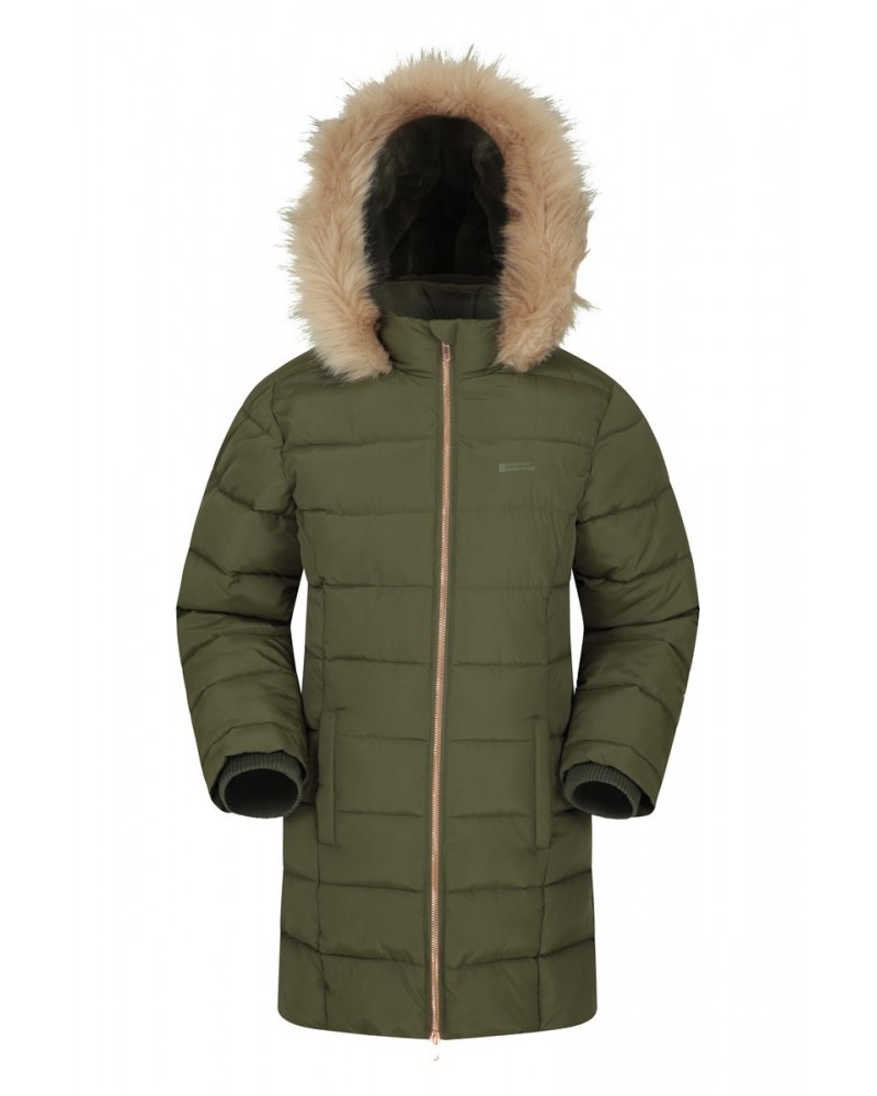 Galaxy Kids Water-resistant Long Insulated Jacket Khaki $41.99 Jackets