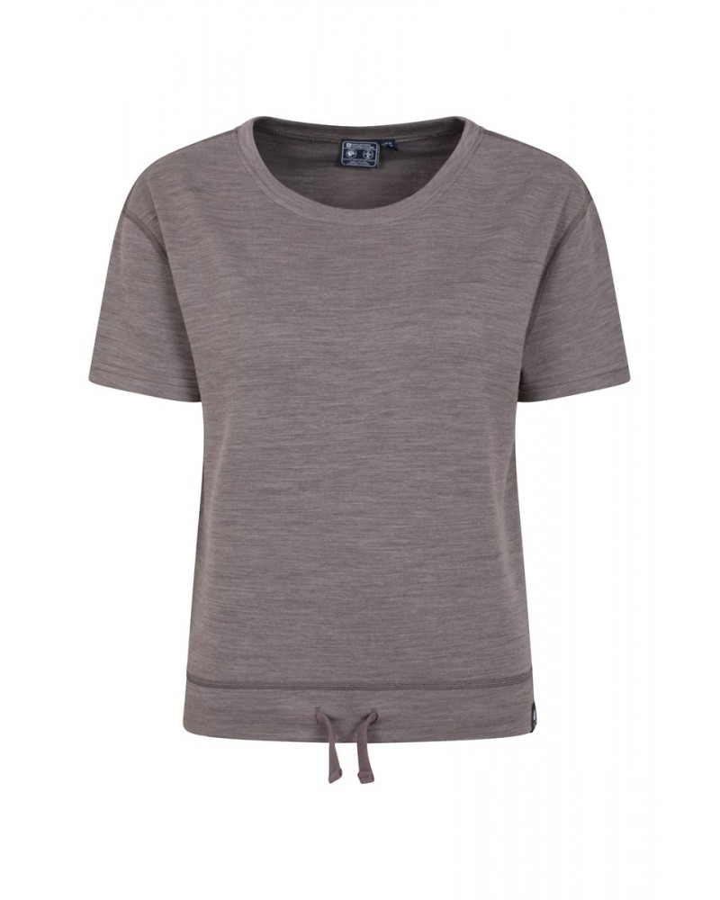 Merino Womens Drawstring Sweat Top Grey $24.75 Loungewear