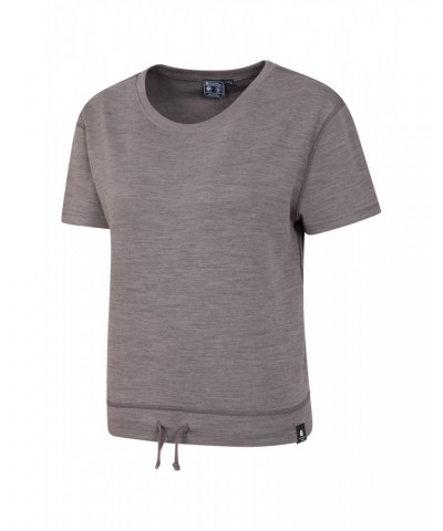 Merino Womens Drawstring Sweat Top Grey $24.75 Loungewear