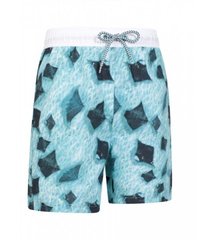 Wave Longer Length Kids Boardshorts Aqua $12.64 Pants