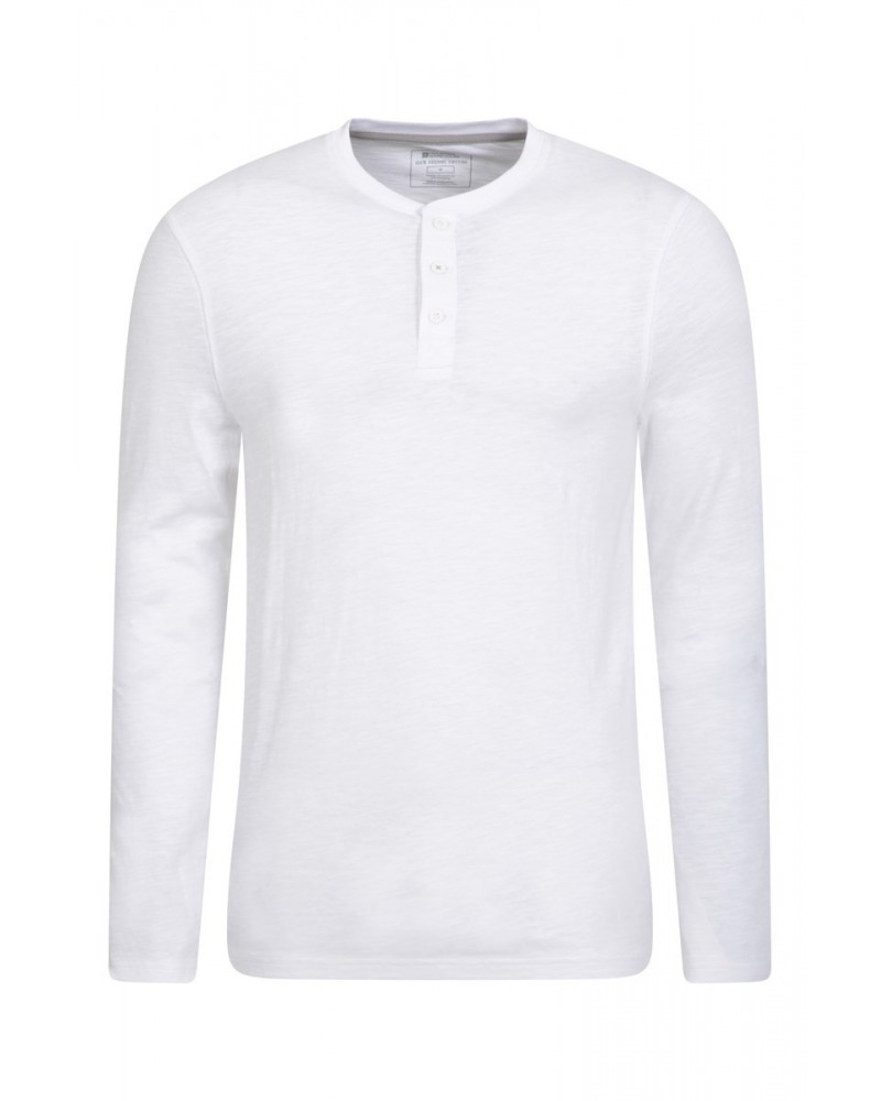 Truro Mens Organic Henley Tee White $14.99 Tops