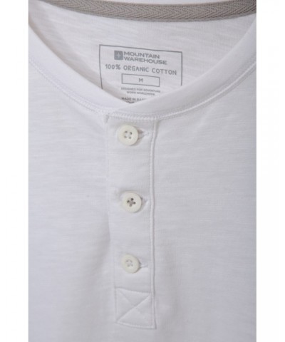 Truro Mens Organic Henley Tee White $14.99 Tops