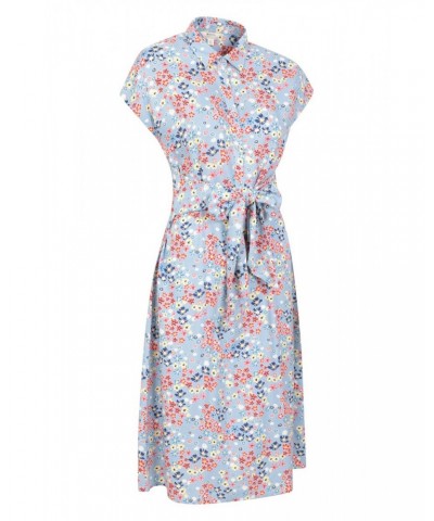 Vienna Womens Printed Shirt Dress Light Blue $30.20 Dresses & Skirts