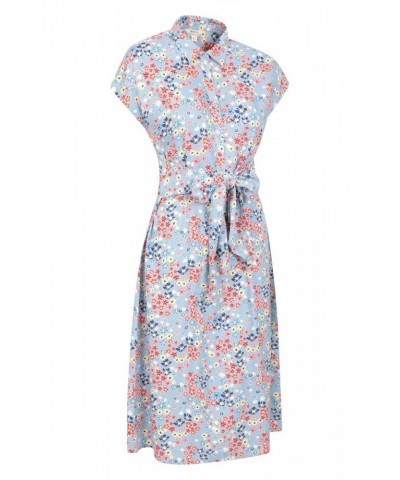 Vienna Womens Printed Shirt Dress Light Blue $30.20 Dresses & Skirts