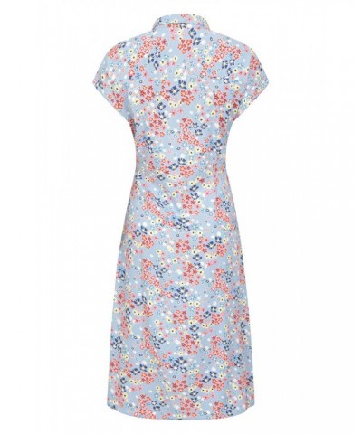 Vienna Womens Printed Shirt Dress Light Blue $30.20 Dresses & Skirts