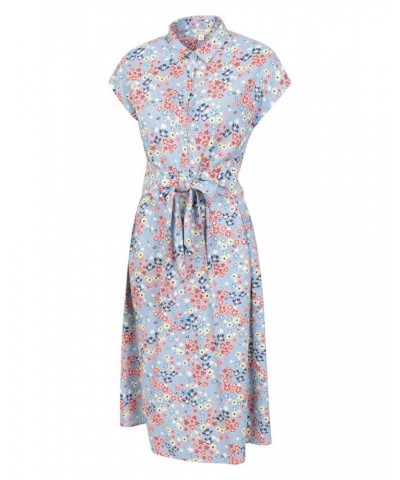 Vienna Womens Printed Shirt Dress Light Blue $30.20 Dresses & Skirts