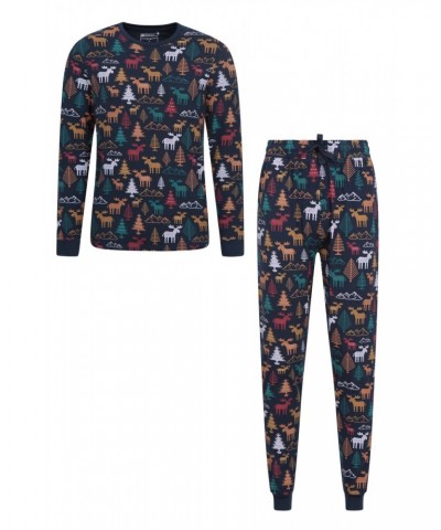 Mens Printed Pajama Set Navy $15.59 Loungewear