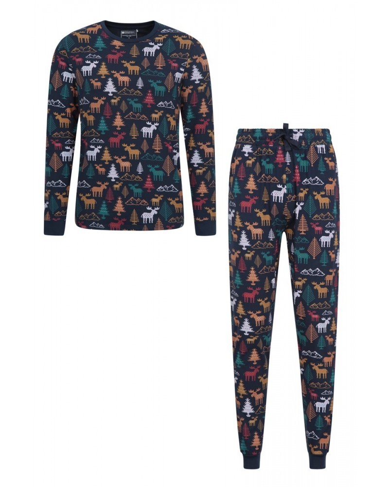 Mens Printed Pajama Set Navy $15.59 Loungewear