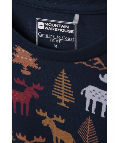 Mens Printed Pajama Set Navy $15.59 Loungewear