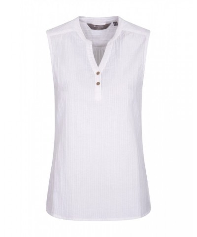 Petra Womens Sleeveless Shirt White $14.19 Tops