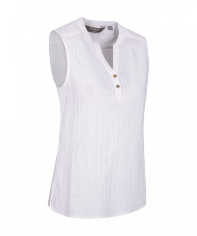 Petra Womens Sleeveless Shirt White $14.19 Tops