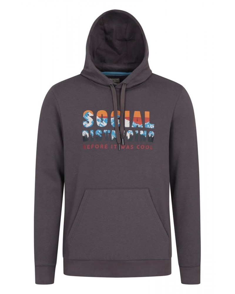 Social Distance Graphic Mens Hoodie Charcoal $17.69 Tops