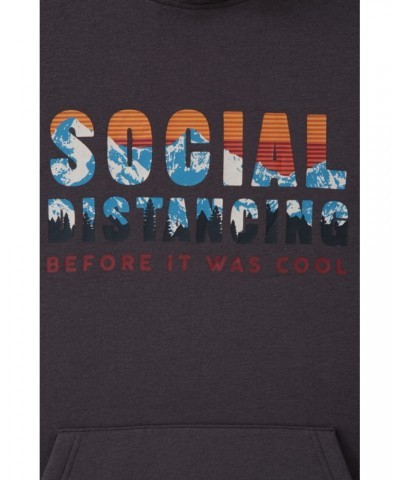 Social Distance Graphic Mens Hoodie Charcoal $17.69 Tops