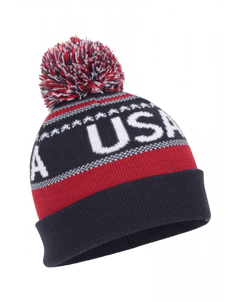 USA Pom-Pom Beanie Hat Navy $8.95 Accessories