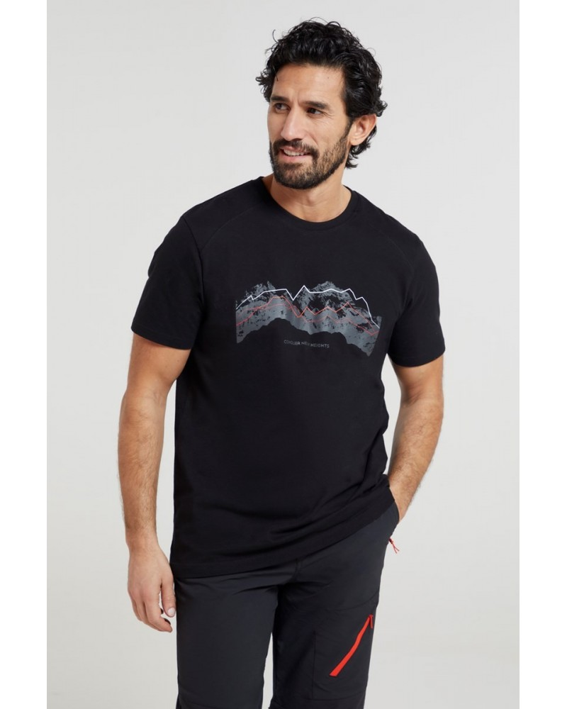 Tech Mountains Mens Organic T-shirt Black $18.14 Tops