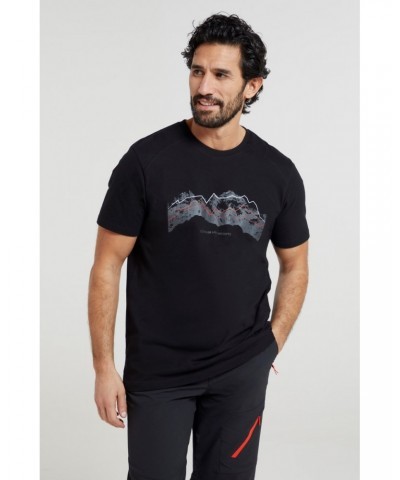 Tech Mountains Mens Organic T-shirt Black $18.14 Tops