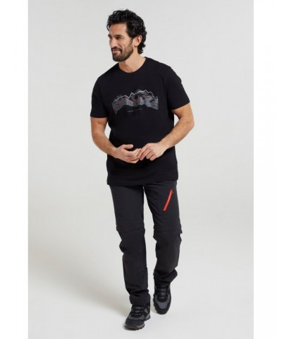 Tech Mountains Mens Organic T-shirt Black $18.14 Tops