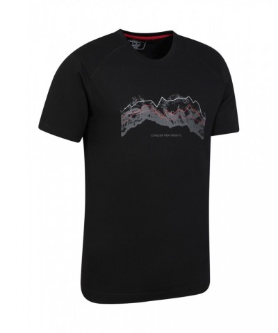 Tech Mountains Mens Organic T-shirt Black $18.14 Tops