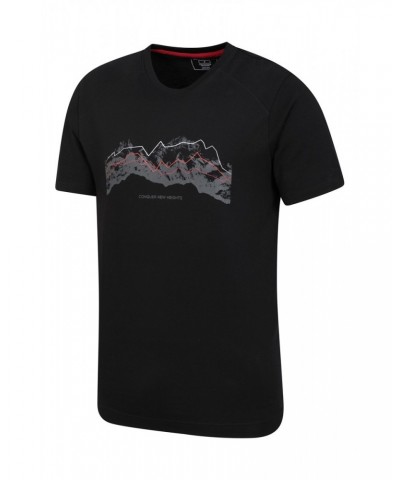 Tech Mountains Mens Organic T-shirt Black $18.14 Tops