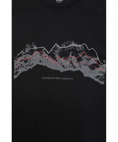 Tech Mountains Mens Organic T-shirt Black $18.14 Tops