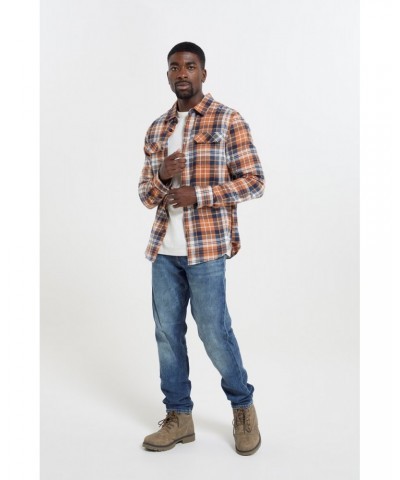 Trace Mens Flannel Long Sleeve Shirt Orange $19.79 Tops