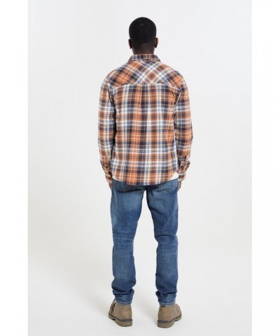 Trace Mens Flannel Long Sleeve Shirt Orange $19.79 Tops