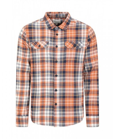 Trace Mens Flannel Long Sleeve Shirt Orange $19.79 Tops