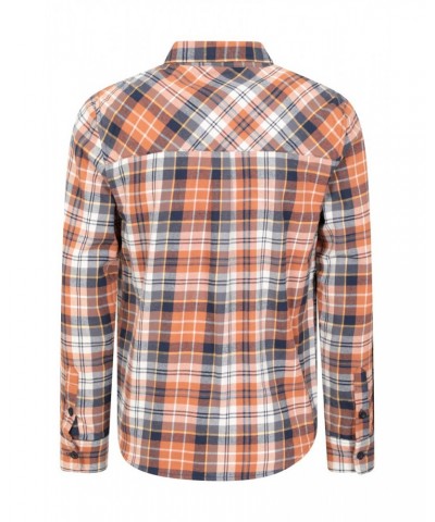 Trace Mens Flannel Long Sleeve Shirt Orange $19.79 Tops