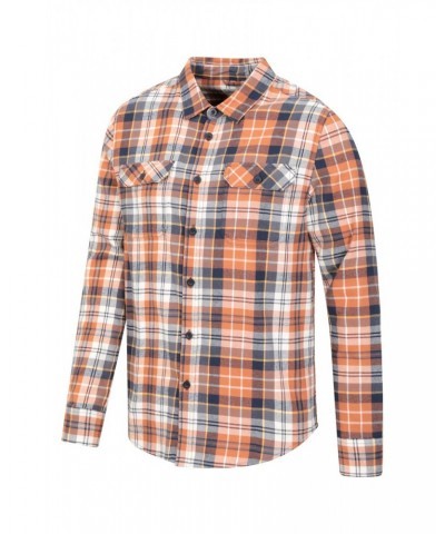 Trace Mens Flannel Long Sleeve Shirt Orange $19.79 Tops