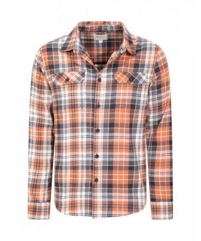 Trace Mens Flannel Long Sleeve Shirt Orange $19.79 Tops